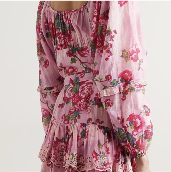 LoveShackFancy Ambrosia Mini Dress in Pink Desert Floral - Picture 3 of 12